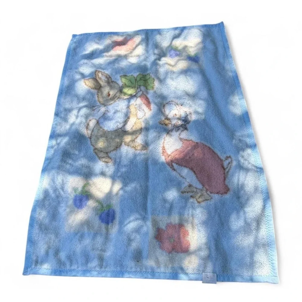 Beatrix Potter Peter Rabbit Baby Blanket Blue 30x45 Frederick Warne Co Vintage